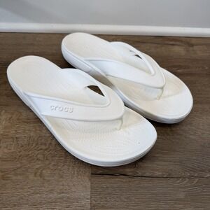 Crocs Flip Flops Mens Size 10 White Iconic Comfort Washable Slip On Shoes